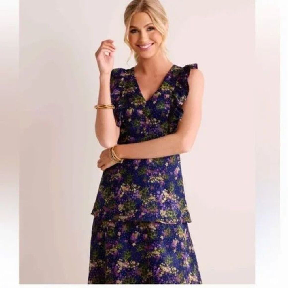 Avara Maxi Dress Women M Floral Kristelle Ruffle Tiered Empire Formal Vacation